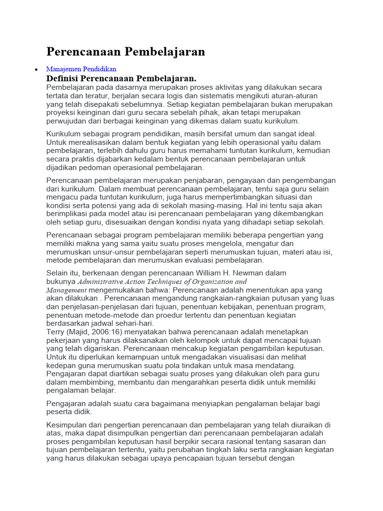 Perencanaan Pembelajaran Pdf