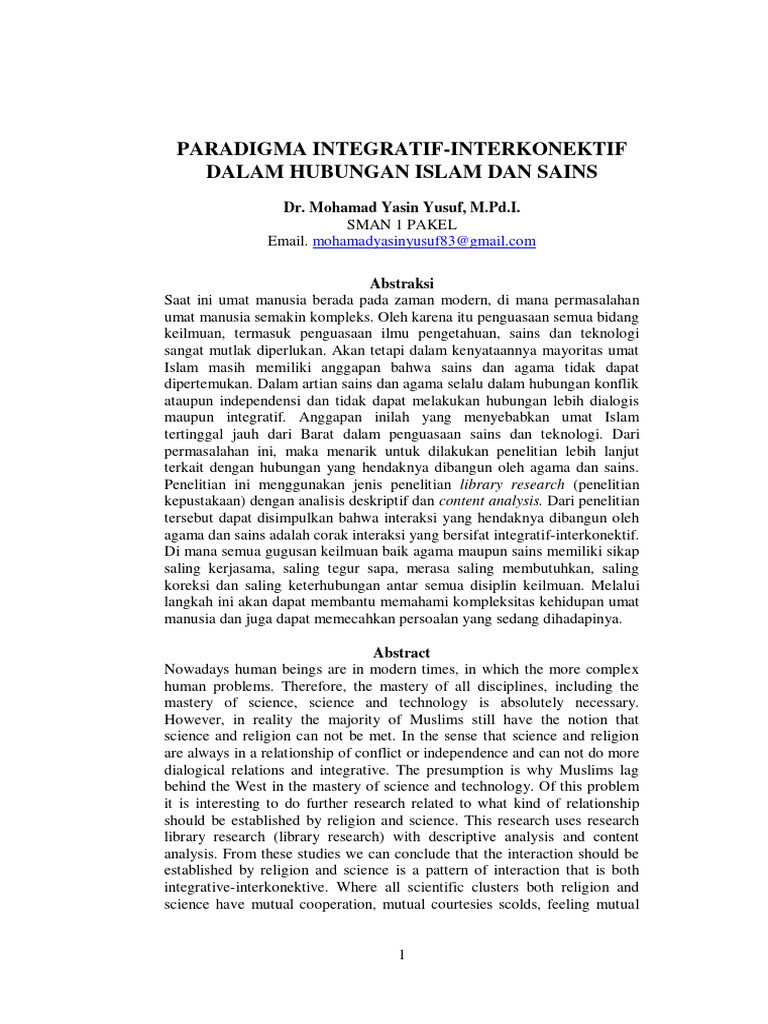 Integrasi Agama dan Sains dalam Islam | PDF | Agama & Spiritualitas