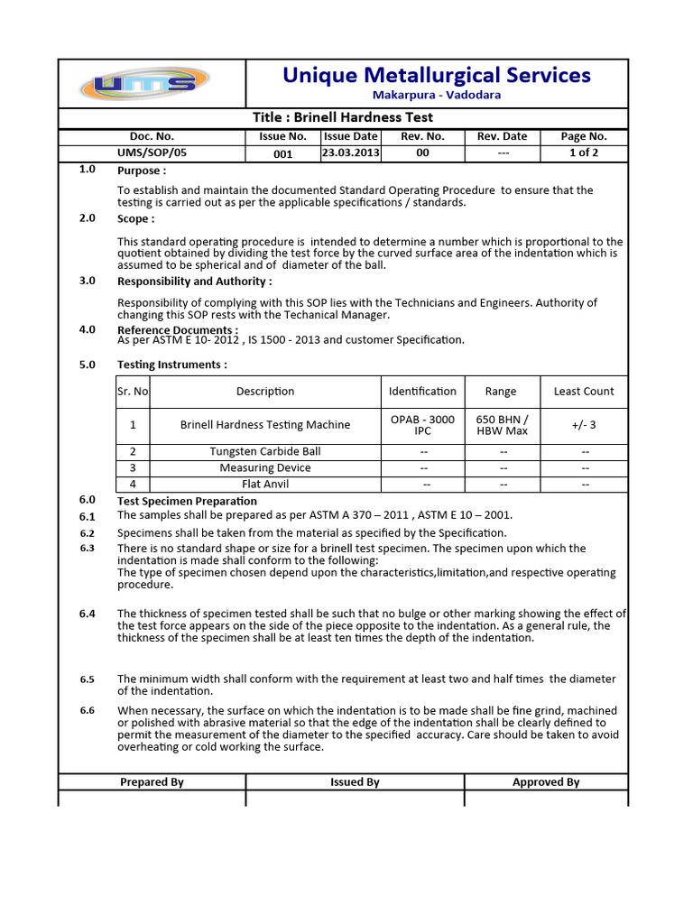 05 Brinell Hardness Test PDF Calibration Hardness