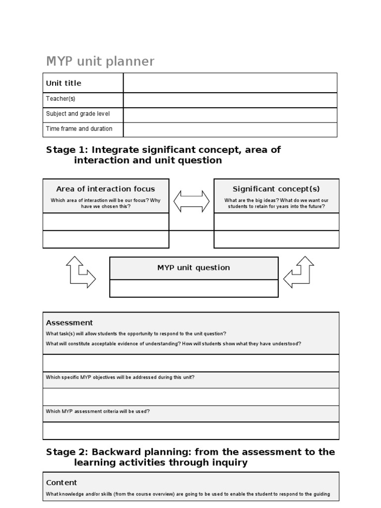 MYP Unit Planner Template Guide | PDF | Educational Assessment | Sharing