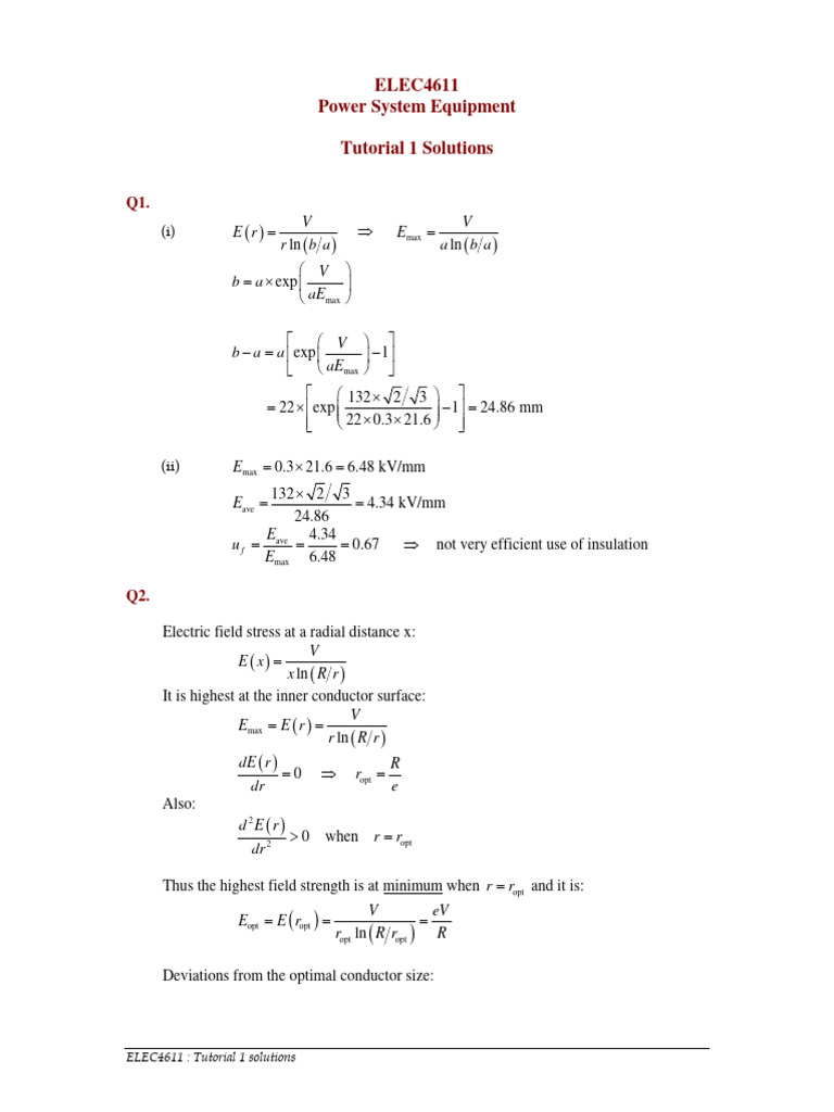ELEC4611 Tutorial 1 Solutions | PDF | Electrical Engineering | Electricity
