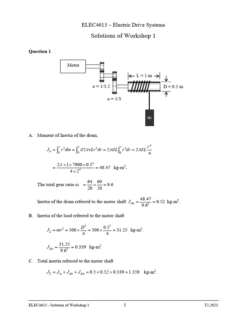 Solution of Workshop 1 - Drive Fundamentals 2023 | PDF | Watt | Vehicles