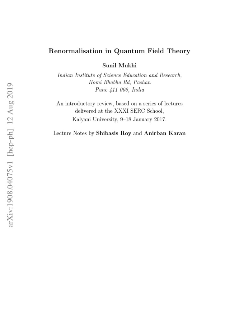 Renormalisation in quantum field theory pdf cross section physics