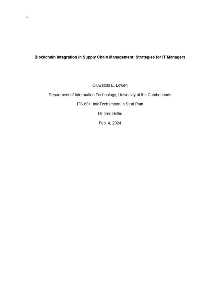 Blockchain in Supply Chain Management | PDF | Computer Security | Security