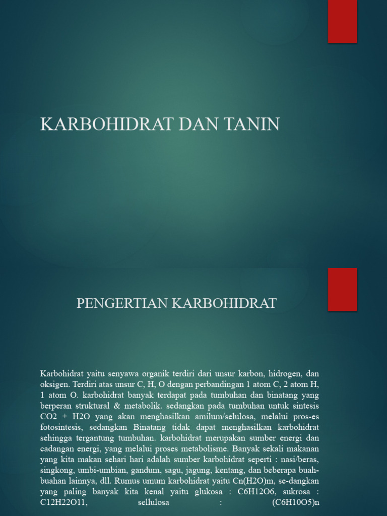 Karbohidrat dan Tanin: Pengertian & Manfaat | PDF