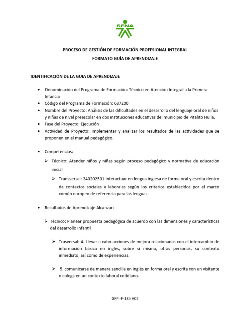 Guia - Aprendizaje - Integrada - Abril | PDF | Educación de la primera ...