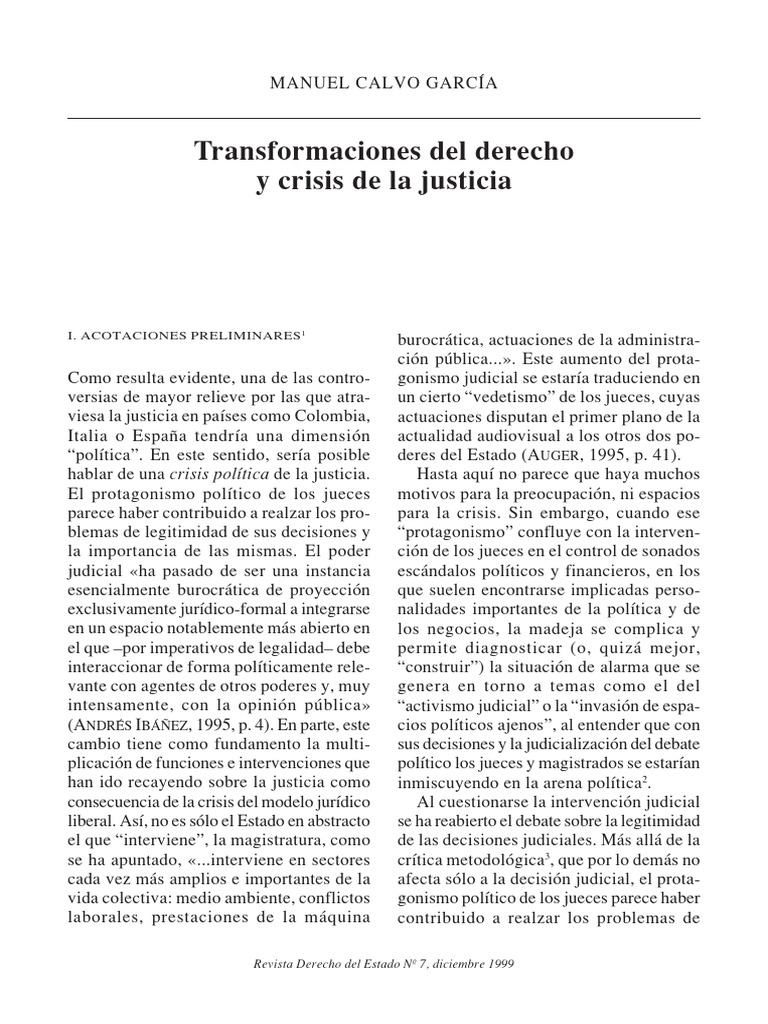 2-. Transformaciones Del Derecho y Crisis de La Justicia Manuel Calvo ...