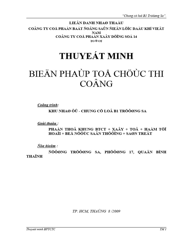 Thuyet - Minh - BPTC Chung Cu B1 Truong Sa | PDF