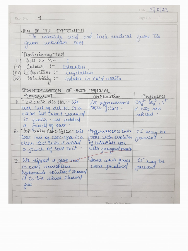 Chemistry Practical - 1 & 2 | PDF