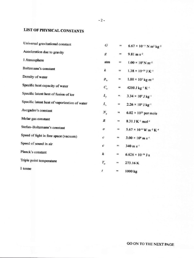 CAPE Physics Unit 1 Constants and Problems | PDF | Velocity | Acceleration