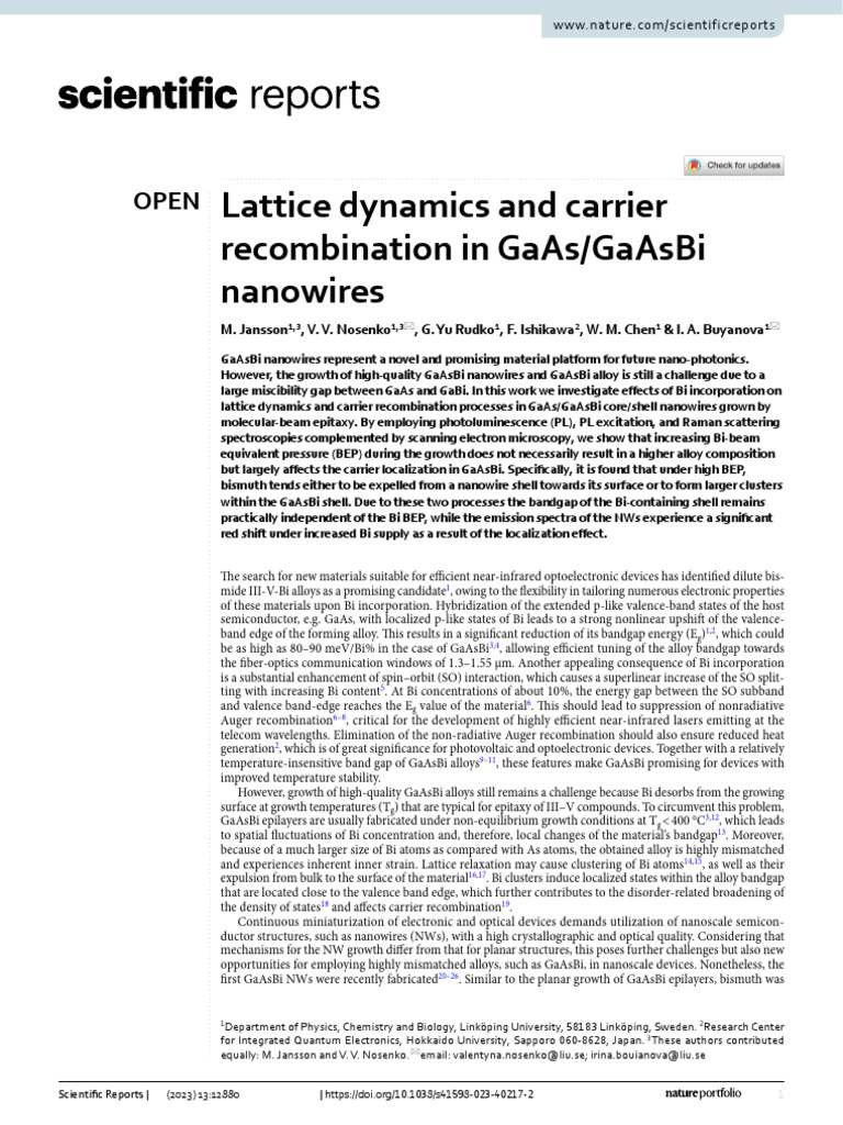 Lattice Dynamics and Carrier | PDF | Band Gap | Solid State Engineering