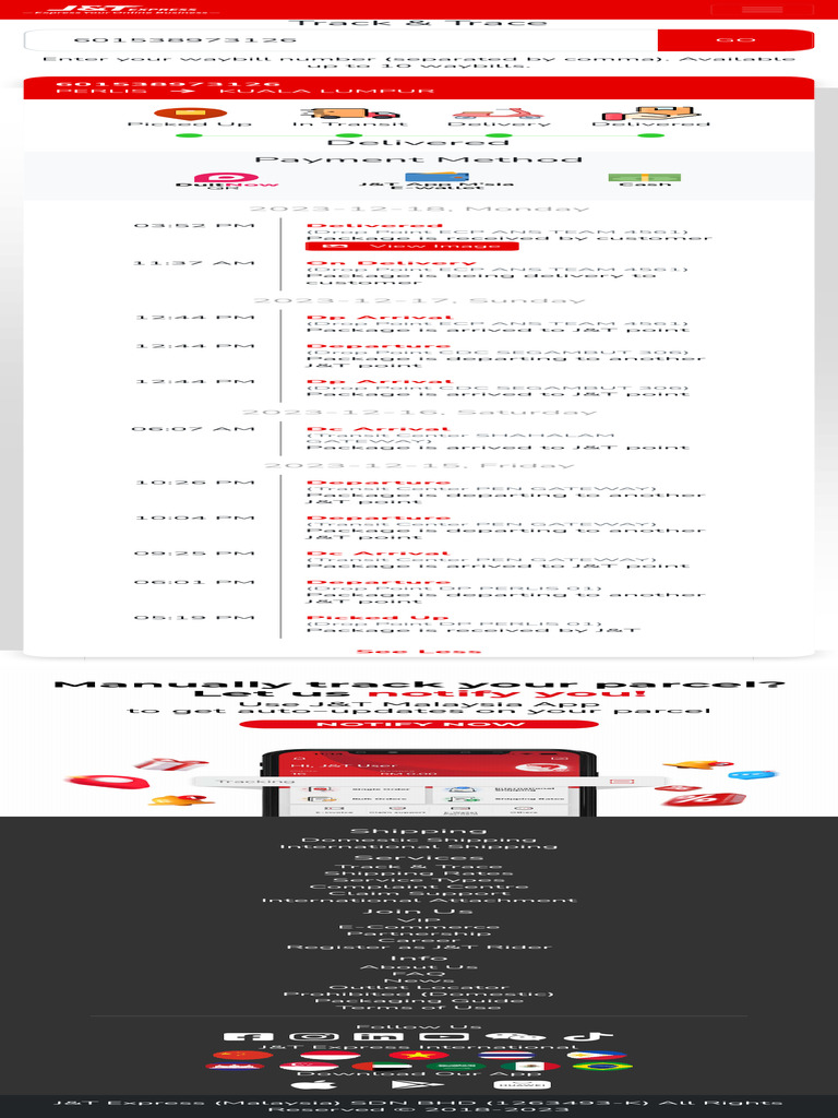 J&T Express Tracking and Drop Points | PDF