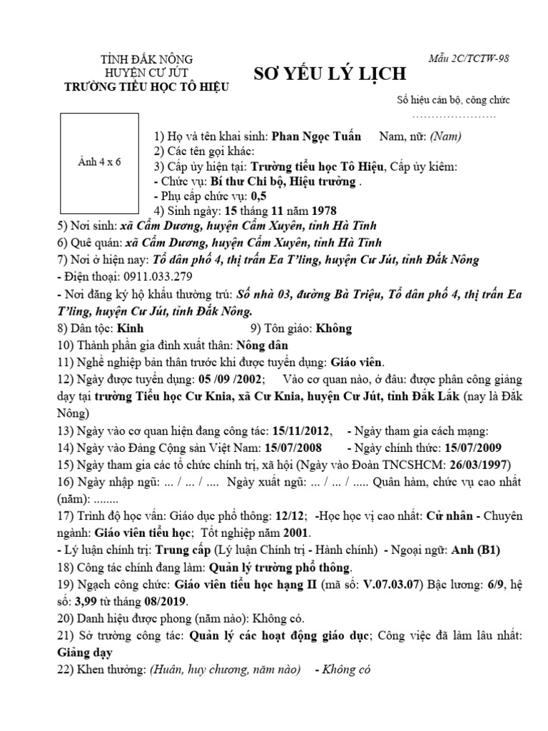 Ly Lich Cán B - 2C - TCTW-98 | PDF