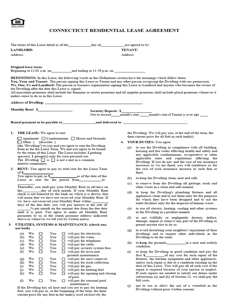 Connecticut-Residential-Lease-Agreement | PDF | Lease | Leasehold Estate