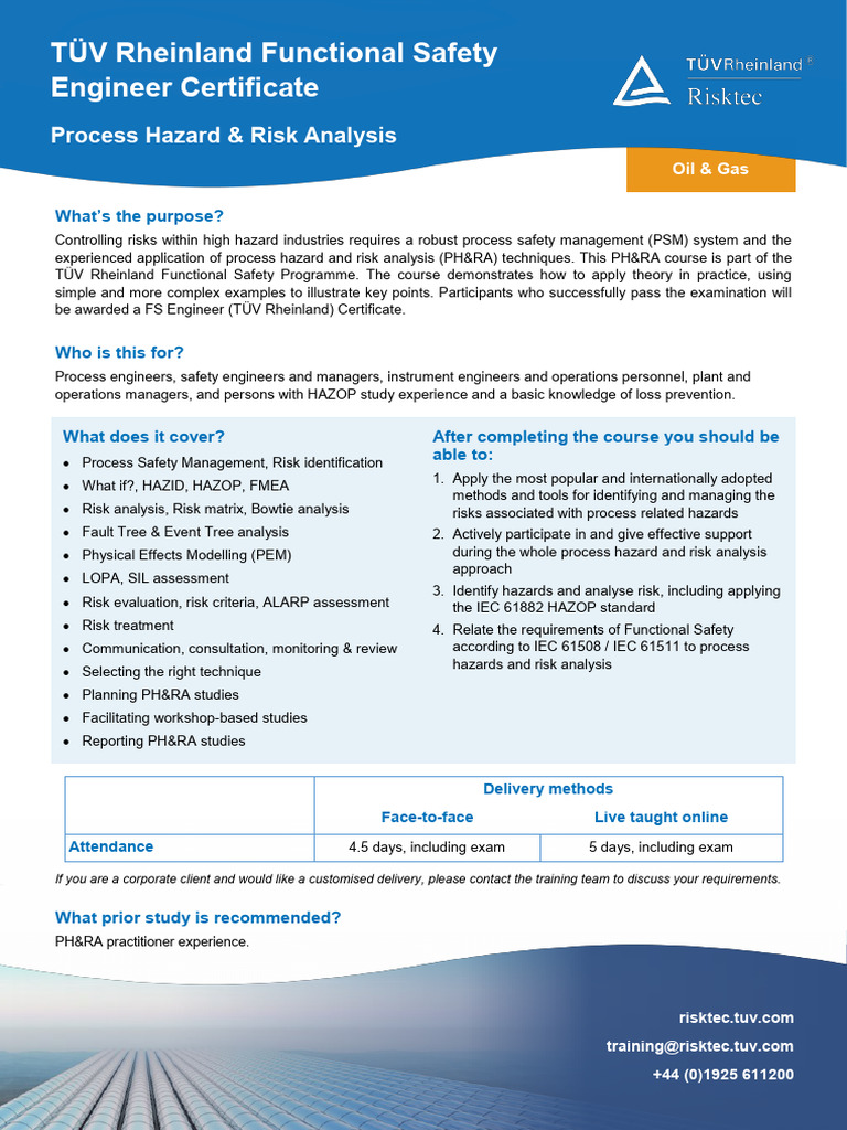Process Hazard Risk Analysis I1.4 | PDF | Risk | Risk Management