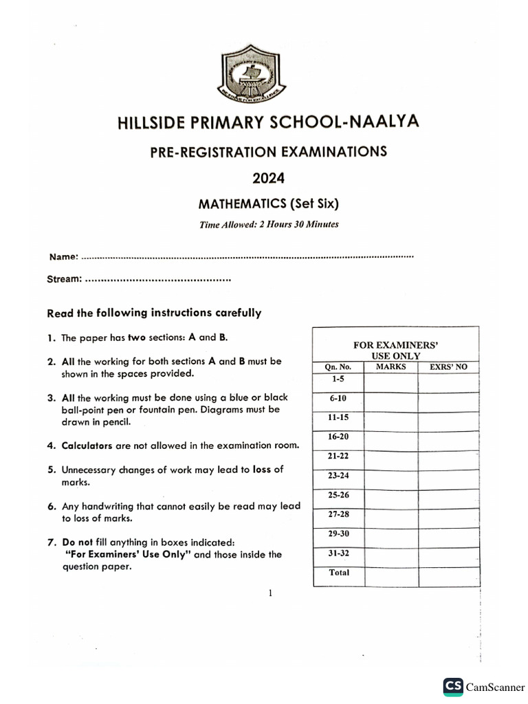 Hillside Ps MTC 6 at Prof. Moses Vip | PDF
