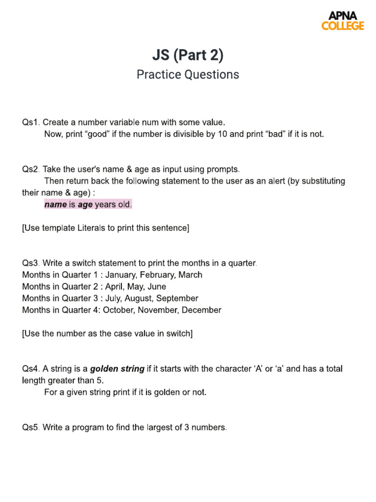 JS Part2 (QS) | PDF