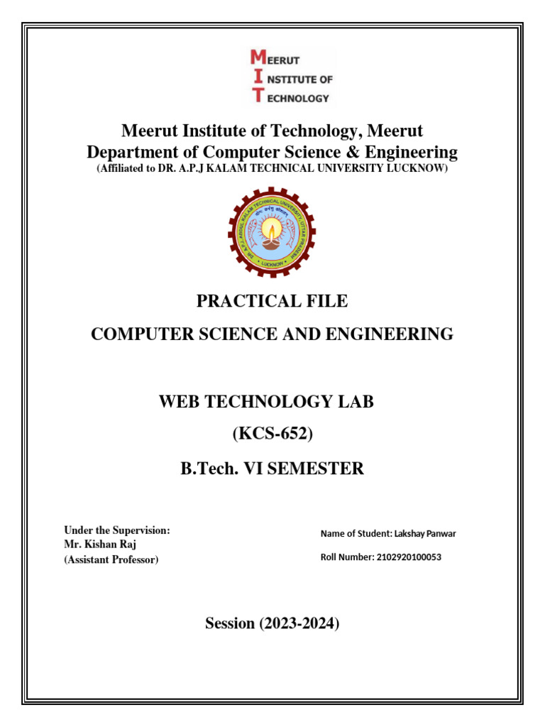 Web Technology Lab Practical File | PDF | Websites | World Wide Web