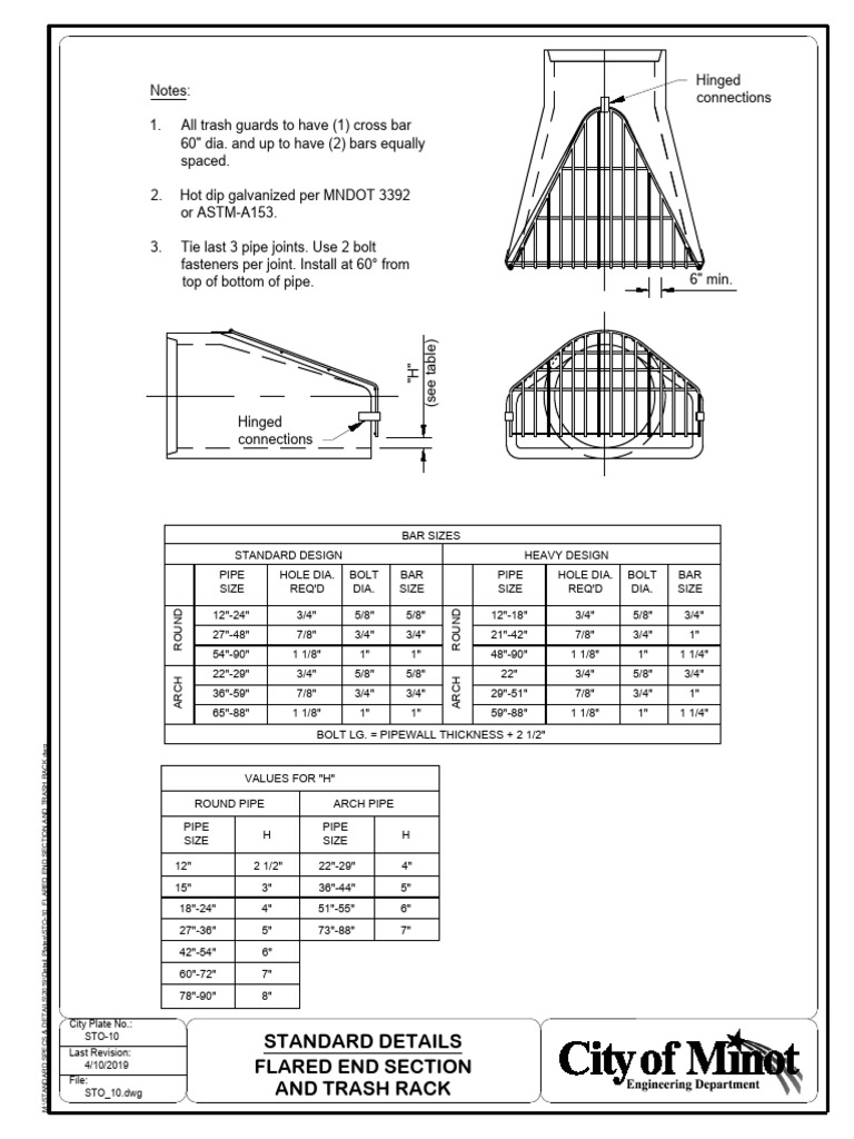 Flared End Section & Trash Rack Details | PDF | Pipe (Fluid Conveyance ...