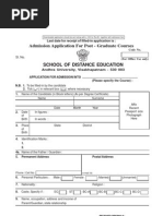 School of Distance Education: Admission Application For Post - Graduate Courses