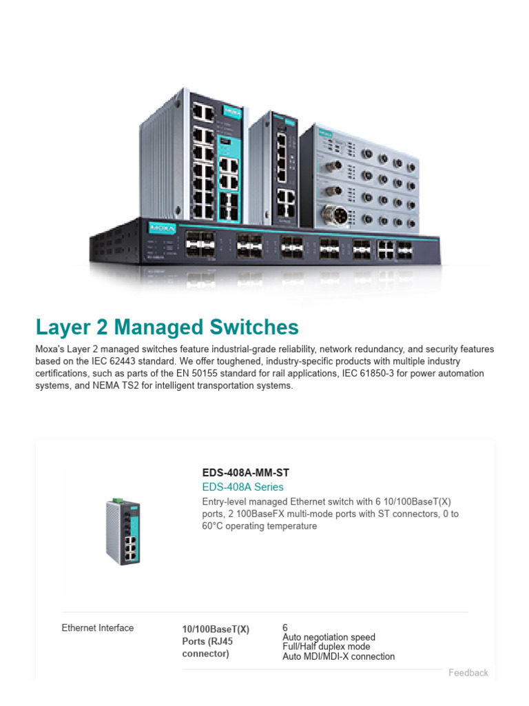 1.1. - MOXA EDS-408A-MM-ST - Layer 2 Managed Switches EDS-408A Series ...