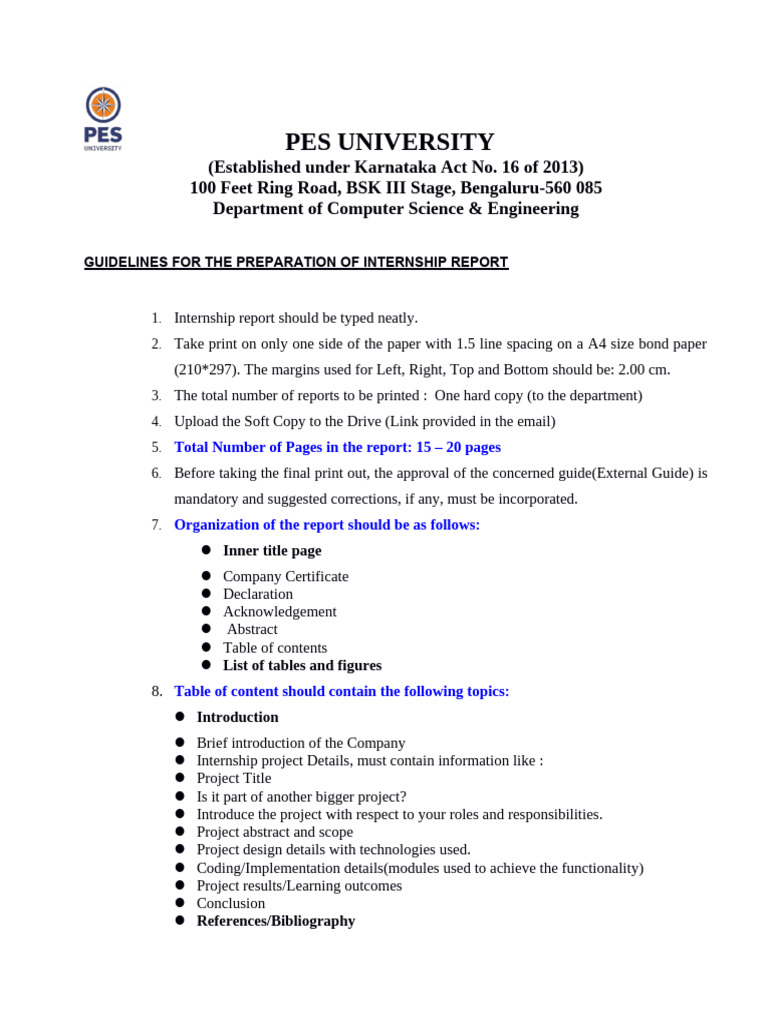 Internship Report Guidelines Pdf Computer Science Computing