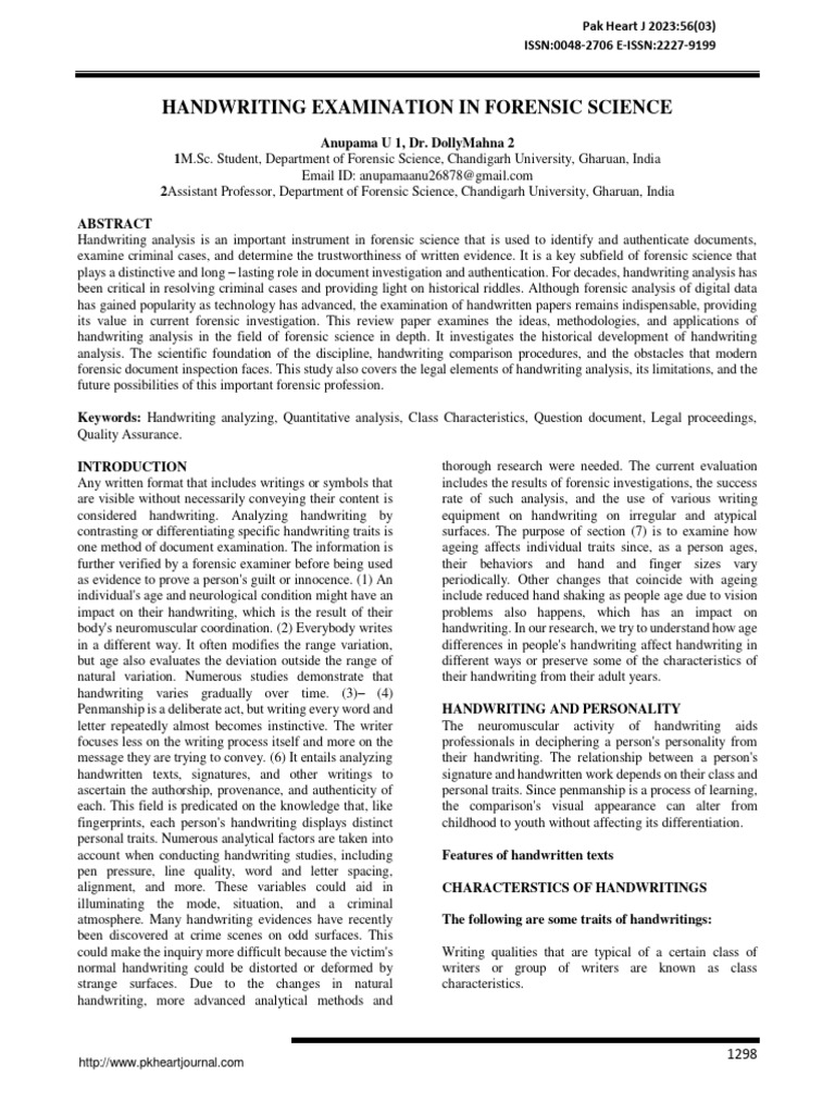 Handwriting Analysis in Forensic Science | PDF | Forensic Science ...