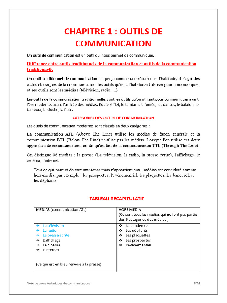 Outils de communication traditionnels et modernes | PDF | Publicité ...