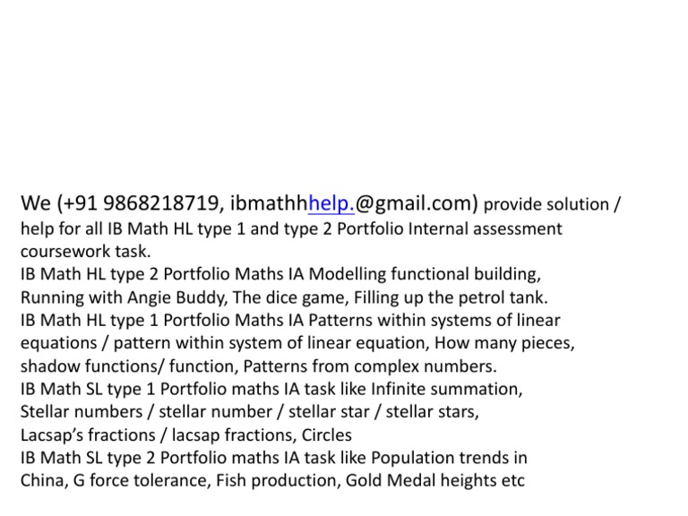 IB Math HL/SL IA Portfolio Help | PDF | Games & Activities | Teaching ...