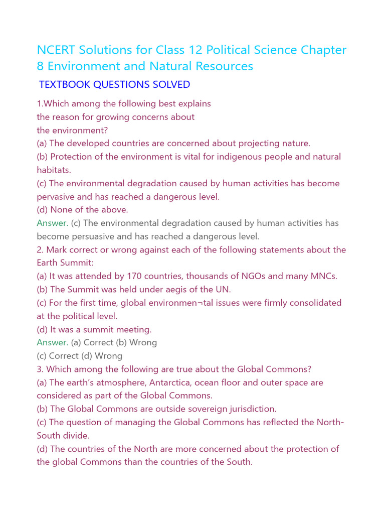 Chapter 6 Environment and Natural Resources | PDF | Sustainability ...
