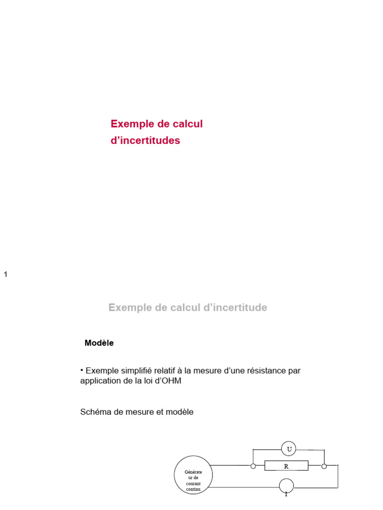 Calcul d'incertitudes en mesures électriques | PDF | Écart type ...