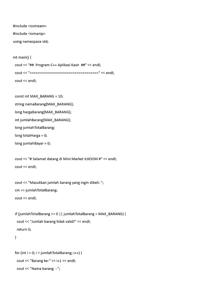 KASIR Cplus2 | PDF | Computer Programming | C++