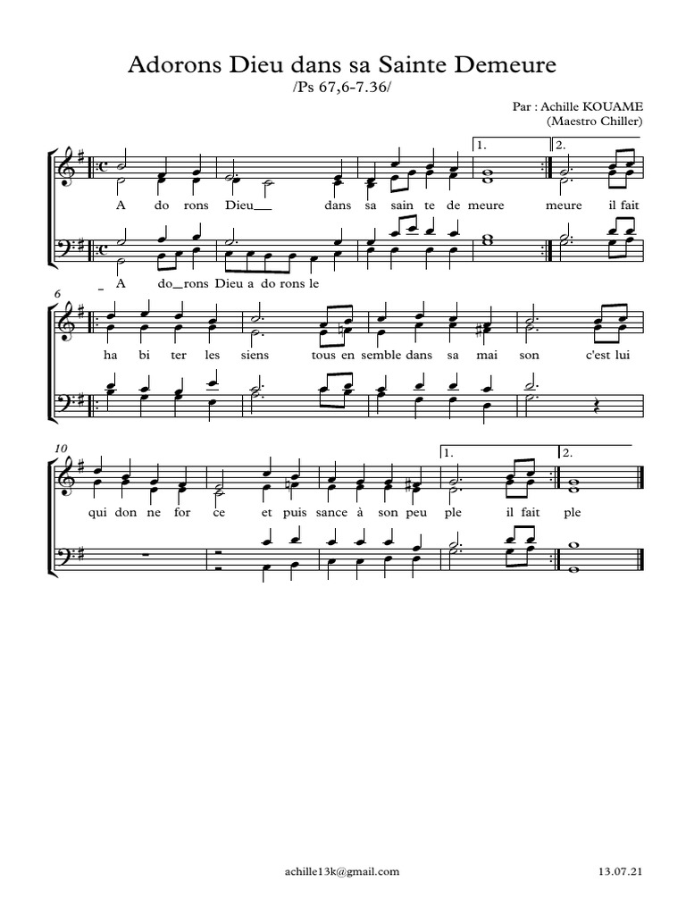 Adorons Dieu dans sa Sainte Demeure | PDF