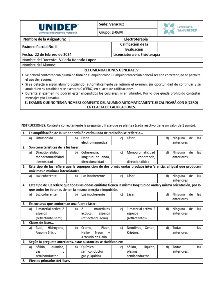 Examen Electro 3 F | PDF | Ultrasonido | Piezoelectricidad