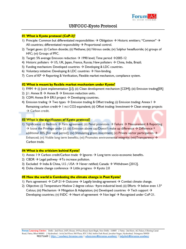 Overview of the Kyoto Protocol | PDF | Kyoto Protocol | Clean ...