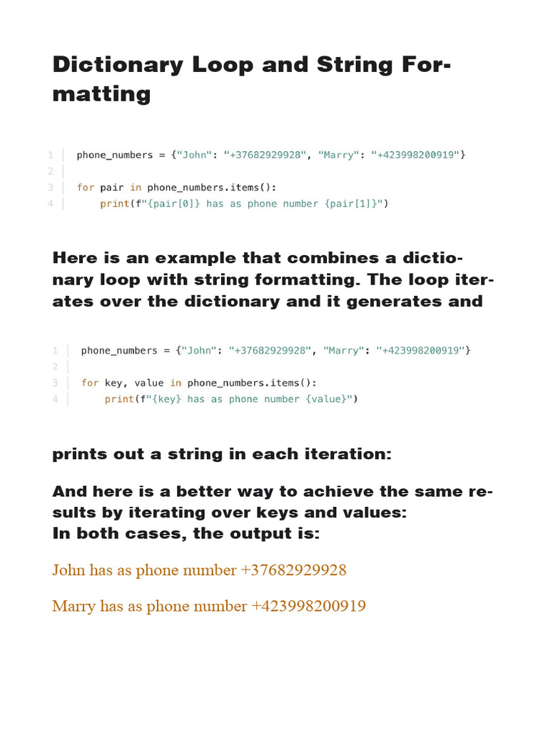 5 dictionary loop and string formatting pdf