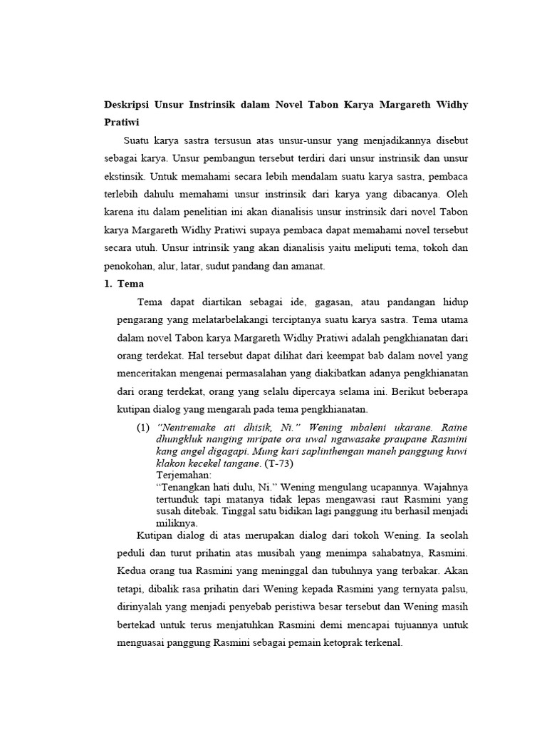 Analisis Unsur Intrinsik Novel Tabon | PDF | Puisi | Klasik