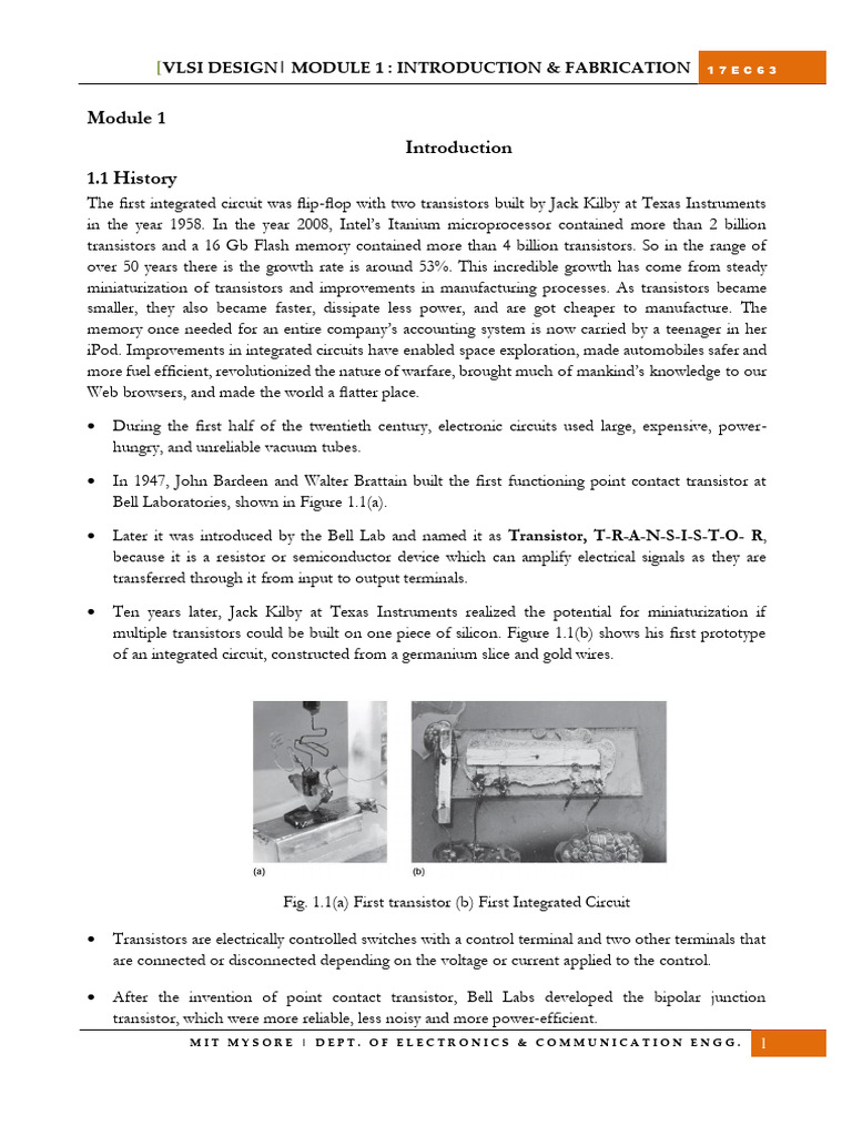 VLSI Design: History and Basics | PDF | Mosfet | Field Effect Transistor