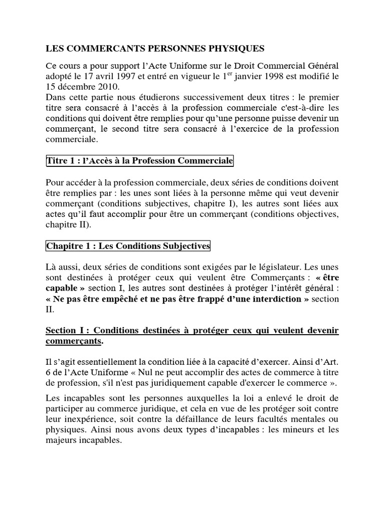 Accès à la Profession Commerciale | PDF | Effet de commerce | Courtier