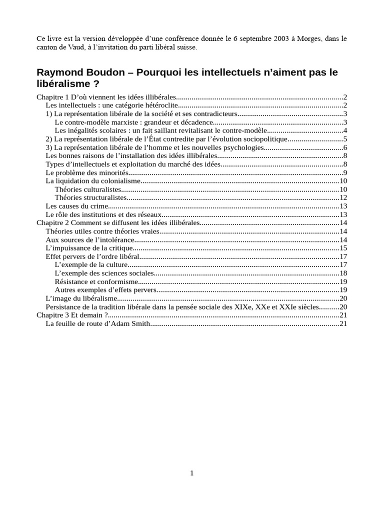 Les Intellectuels et le Libéralisme: Analyse | PDF | Libéralisme | État