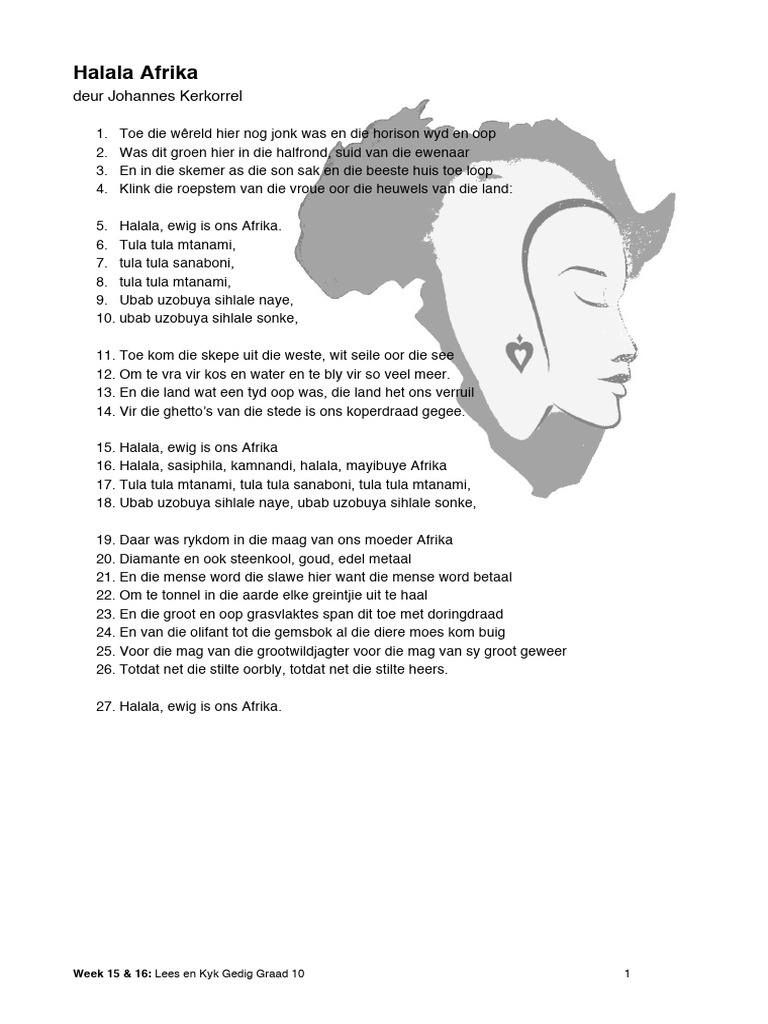 Week 15 & 16 Halala Afrika GEDIG | PDF