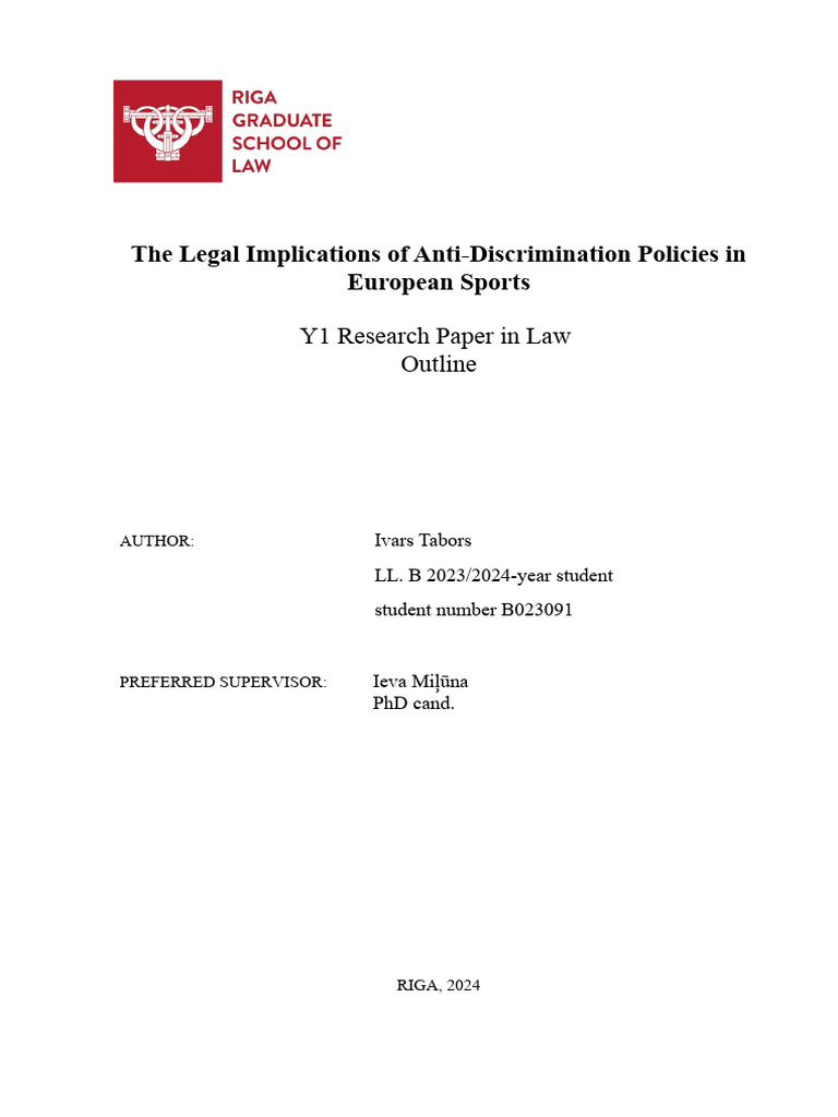 Research Paper Y1 Ivars Tabors | PDF | Discrimination | European Union