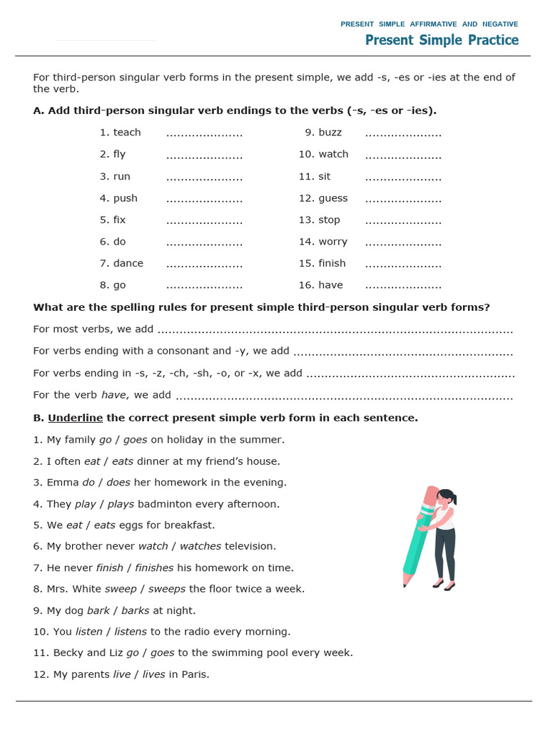 Present Simple Verb Forms Guide | PDF | Linguistics | Linguistic Morphology
