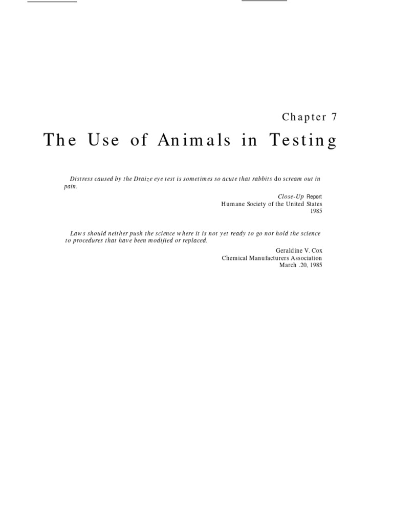 The Use of Animals in Testing | PDF | Toxicity | Toxicology