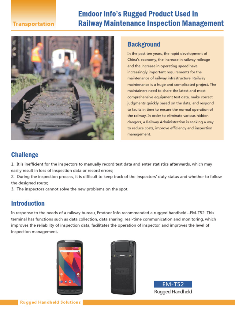 EM-T52 Rugged Handheld for Inspections | PDF | Rail Transport ...