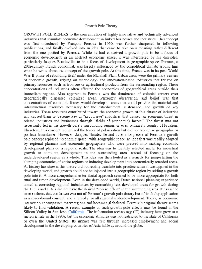 Growth Pole Theory | Economic Growth | Economic Development