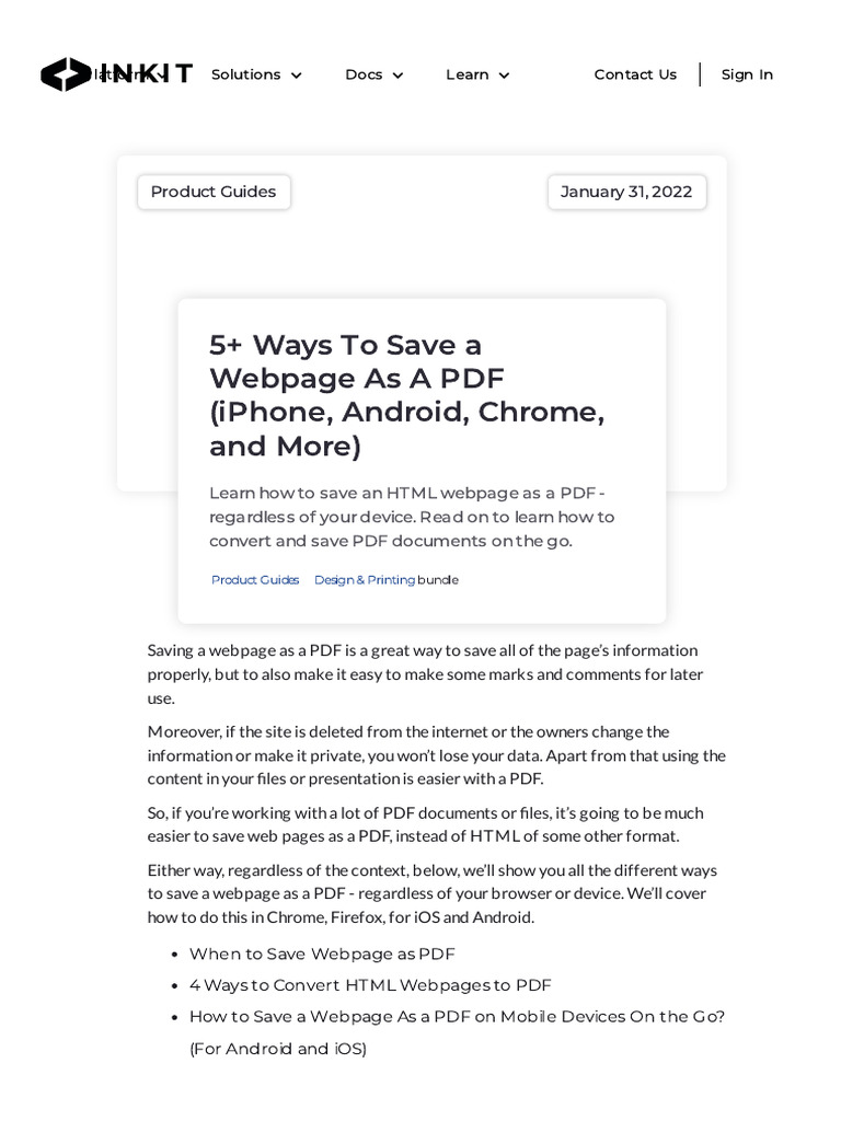 5+ Ways To Save A Webpage As A PDF (Iphone, Android, Chrome, and More ...
