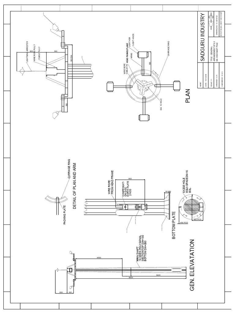 9 Mtr. High Mast_Drawing | Download Free PDF | Manufactured Goods | Wire