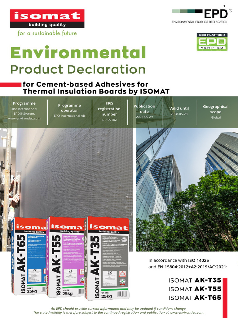 Epd - Cement Based Adhesives For Insulation Boards - Final | PDF ...