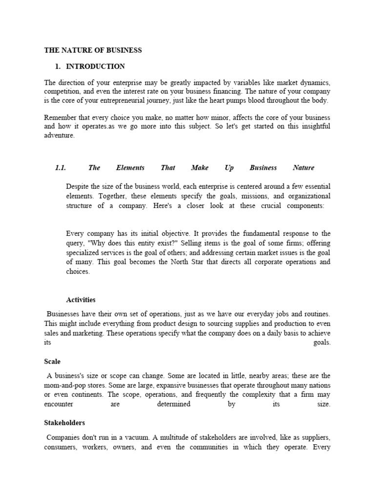 Understanding Business Nature and Types | PDF | Goal | Competitive ...